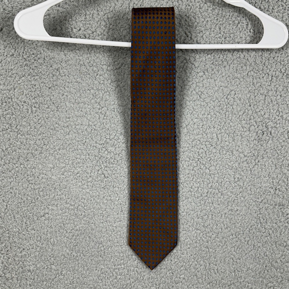 Charvet Silk Necktie Mens One Size Brown Blue Polka Dots Tie Office Business‎